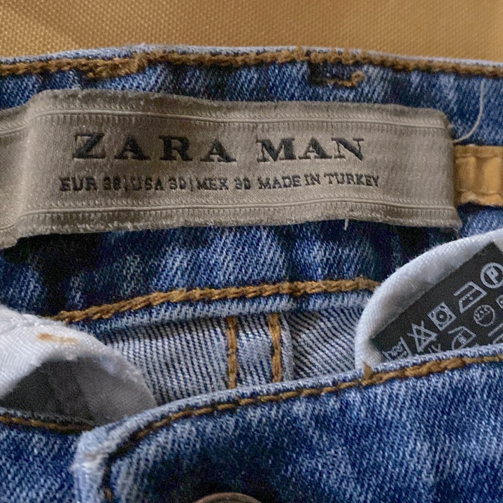 ZARA MAN JEANS BLUE DENIM US SIZE 30 SHORT MILDLY DISTRESSED Made in Turkey
